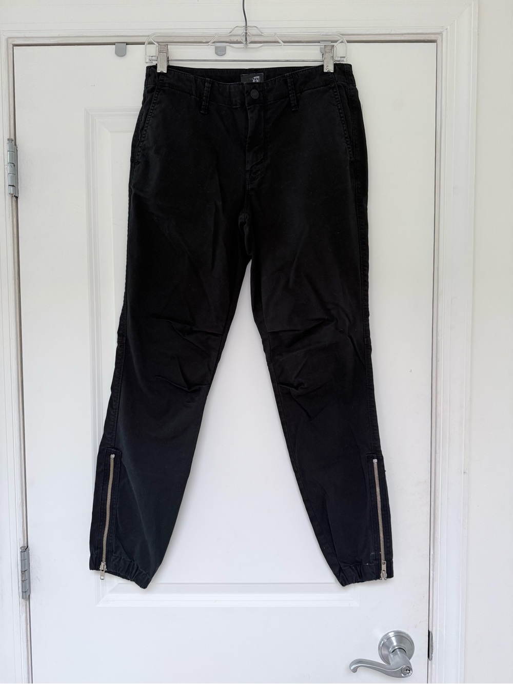 MOTHER The Misfit A Walk In The Park Black Ankle Zip Jogger Pants Size 27